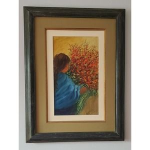 Signed Original Oil Painting Impressionism Indian Girl Framed